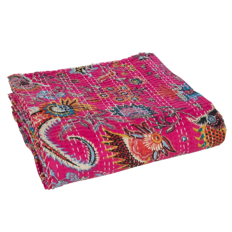 Veliká růžová bavlněná plážová deka s prošíváním Beach Plaid - 270*220*0,5 cm