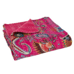 Veliká růžová bavlněná plážová deka s prošíváním Beach Plaid - 270*220*0,5 cm