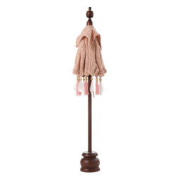 Broskvový slunečník na stůl s dřevěnou tyčí a mušlemi Boho - ∅ 57*90 cm