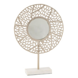 Champagne stolní zrcadlo na mramorovém podstavci Coral - 34*10*50 cm