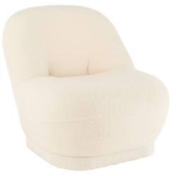 Bílá kulatá stolička/ křesílko s opěrkou Teddy Bouclé White - 78*88*72 cm