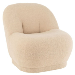 Béžová kulatá stolička/ křesílko s opěrkou Teddy Bouclé Beige - 78*88*72 cm