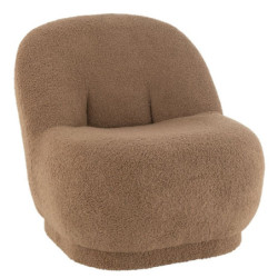 Hnědá kulatá stolička/ křesílko s opěrkou Teddy Bouclé Brown - 78*88*72 cm