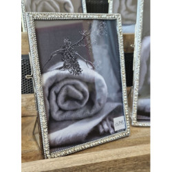 Stříbrný kovový fotorámeček s kamínky Jewel L - 15*20 cm