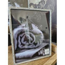 Stříbrný kovový fotorámeček s kamínky Jewel XL - 20*25 cm