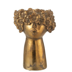 Zlatý antik květináč hlava ženy NebuFlower - 18*16*27 cm