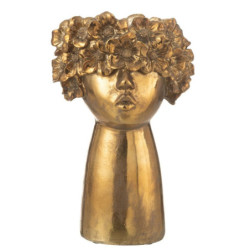 Zlatý antik květináč hlava ženy NebuFlower - 21*18*35 cm
