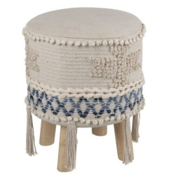 Modro-krémová stolička - podnožka Denim - 30*45cm