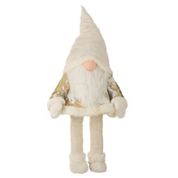 Bílo-zlatý veliký stojící Santa Claus s pružným tělem - 57*52*145 cm