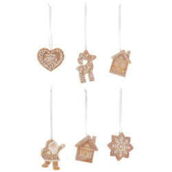 Set 6ks závěsná dekorace perníček Ginger - 8*1*9 cm