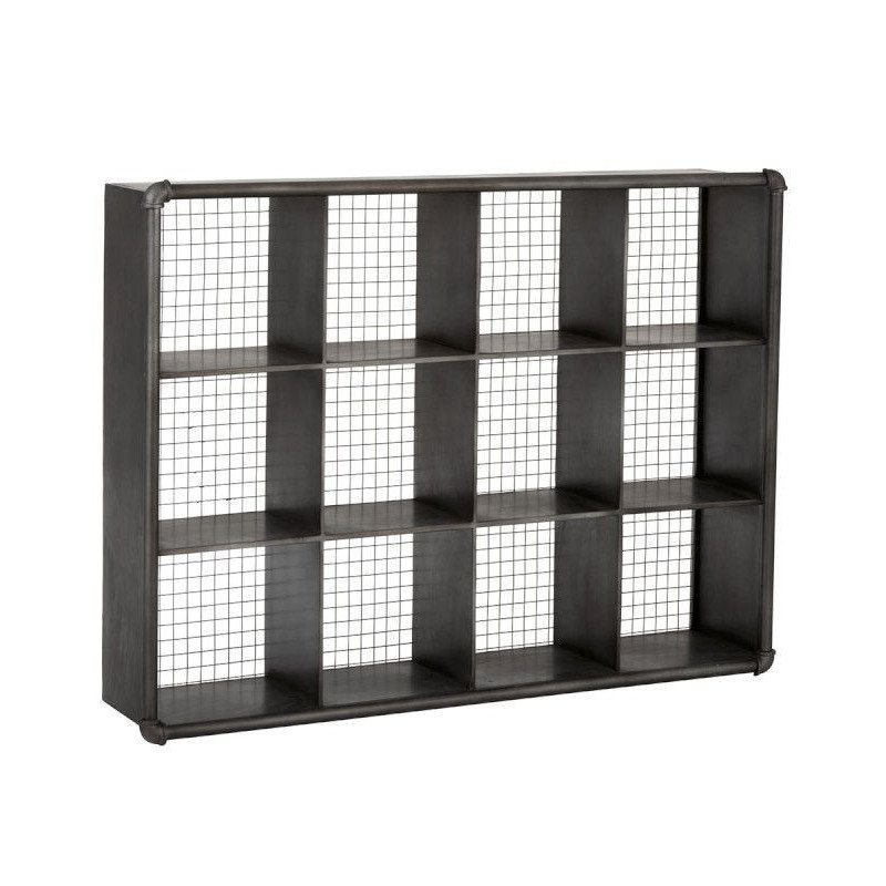 Černý kovový nástěnný policový regál - 121*26*91cm