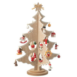Dřevěný skládací stromek s ozdobami Christmas Tree - Ø 20*25 cm