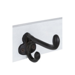 Bílý nástěnný věšák ve tvaru lyže s 5ti háčky - 102*10*6 cm