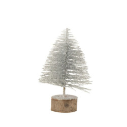 Malý stříbrný třpytivý stromeček Tree silver S - Ø 10*16 cm