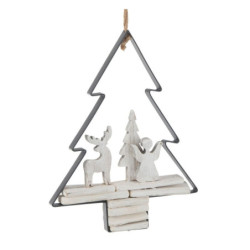 Závěsná dekorace anděl a jelen ve stromku Christmas Tree - 21*5*28 cm