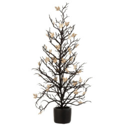 Černý dekorační stromek se zlatými lístky Tree Glitt L - 23*23*71 cm