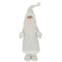 Bílá vysoká dekorace Santa v kabátku XL - 22*15*66 cm