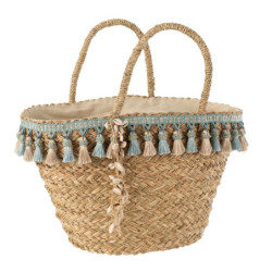 Přírodní plážová taška/ košík se střapci Beach tassel  - 48*23*50 cm