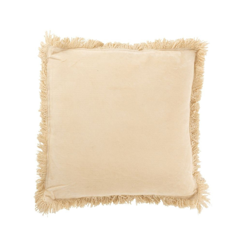 Béžový sametový polštář s třásněmi Fringe - 50*9*50 cm