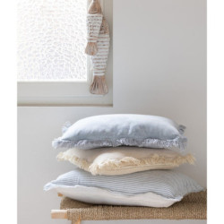 Béžový sametový polštář s třásněmi Fringe - 50*9*50 cm