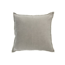 Zelený opraný lněný polštář s třásněmi Stonewashed - 45*10*45 cm