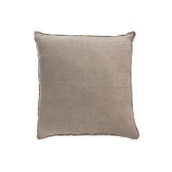 Taupe opraný lněný polštář s třásněmi Stonewashed - 45*10*45 cm