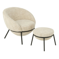 Béžové lounge křeslo s podnožkou Renon - 72*75*70 cm
