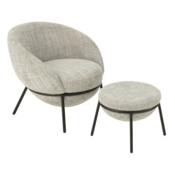 Světle šedé lounge křeslo s podnožkou Renon - 72*75*70 cm