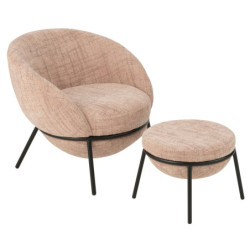 Světle růžové lounge křeslo s podnožkou Renon - 72*75*70 cm