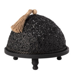 Černý dřevěný podnos s poklopem Hood - Ø30 * 25 cm