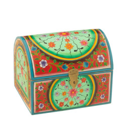 Dřevěná barevná truhla Mumbai mango wood - 28*23*23 cm