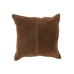 Hnědý kožený polštář s výplní Stich- 39*39*7cm